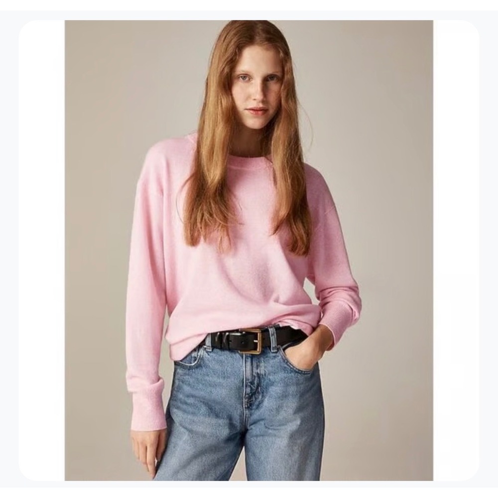 J.CREW‎ Cashmere Relaxed Crewneck Sweater Small Pink NEW Luxury Soft Cozy CB905